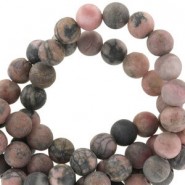 Naturstein Perlen 8mm Matte Black line rhodonite